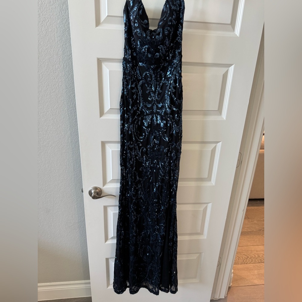 Navy Sequin Gown M